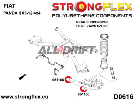 066038A Rear trailing arm bush kit SPORT Fiat Cinquecento / Panda / Seicento