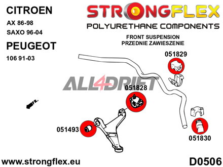 056003A Front suspension bush kit SPORT Citroën / Peugeot