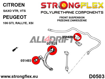 051493B Front arm front bush Citroen / Peugeot