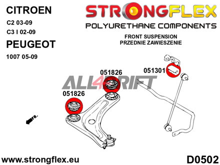 056001B Front suspension bush kit Citroën / Peugeot