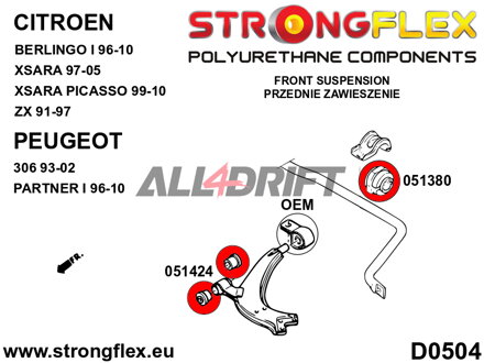 051424B Front arm front bush Citroen / Peugeot