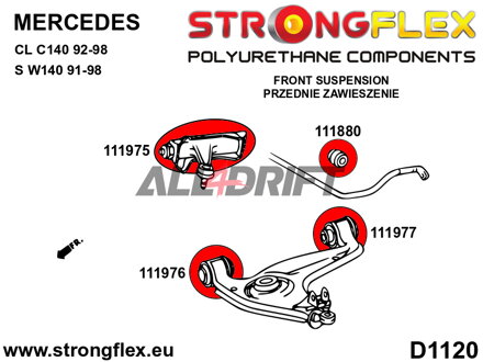 116250B Full suspension polyurethane bush kit - Mercedes W140 (91-98)