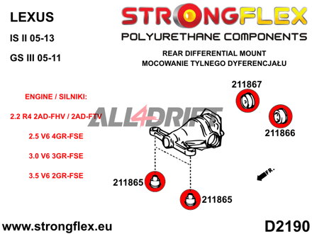 216235B Full suspension polyurethane bush kit - Lexus III (05-11) S190